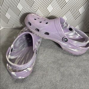 Crocs sandals women's 12 Purple Clogs with white Accents slip on lightweight